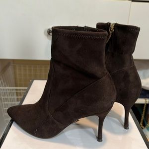 Nine West Cadence dark brown suede stiletto ankle boots side zip size 7.5 M
